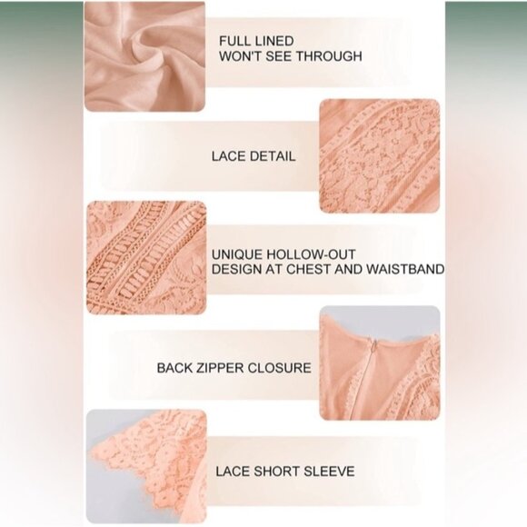 Peach Bohemian Boho Lace V-Neck Maxi Dress Photo Shoot Size Small‎ - Picture 3 of 13